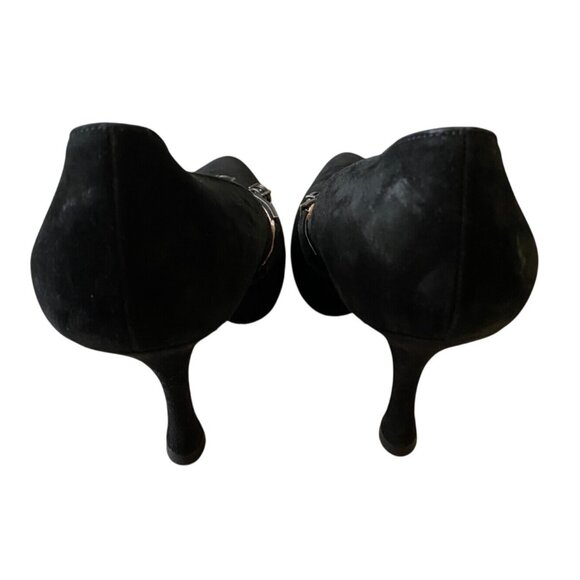 Miu Miu Shoe Pump Black Suede Rhinestone Embellished Strap Kitten Heel Size 38 - Picture 4 of 8